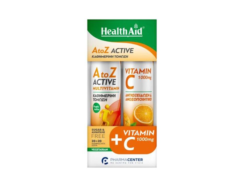 Health Aid Promo Pack A to Z Active, 20tabs & Vitamin C 1000mg, 20tabs