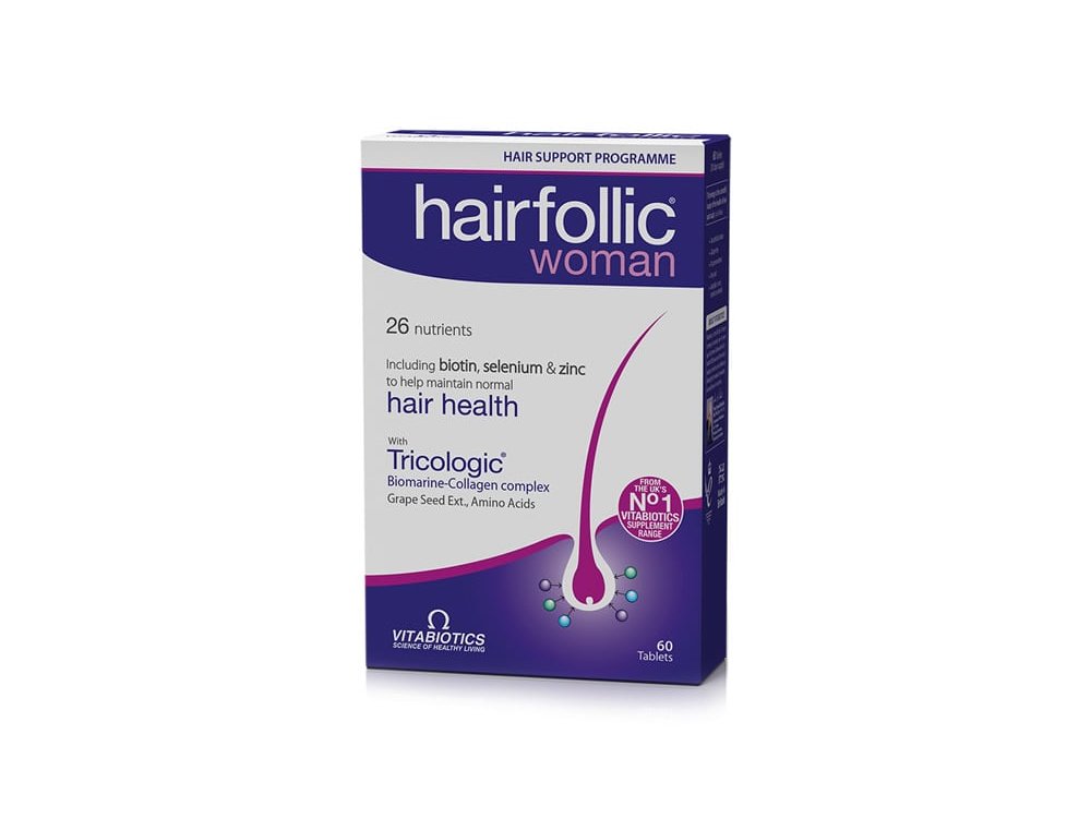 Vitabiotics Wellwoman Hairfolic Tricologic, Συμπλήρωμα Διατροφής για Γυναίκες που Δρα & Ενισχύει την Υγεία του Τριχωτού της Κεφαλής, 60tabs