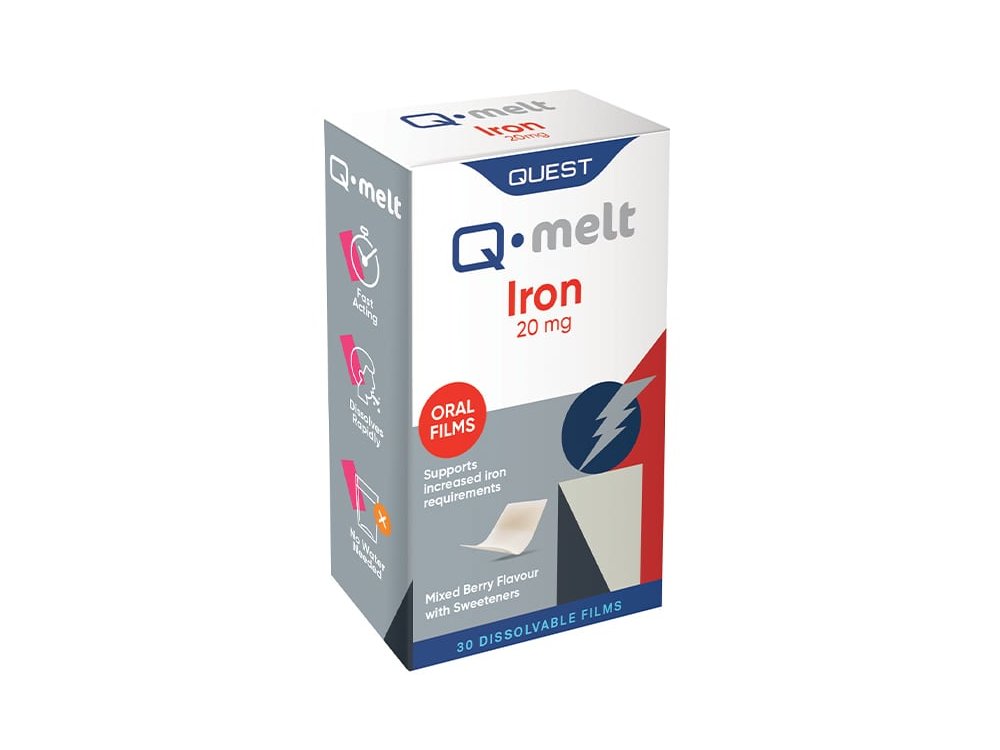 Quest Q-Melt Iron 20mg, Συμπλήρωμα Διατροφής Σιδήρου, 30ταινίες