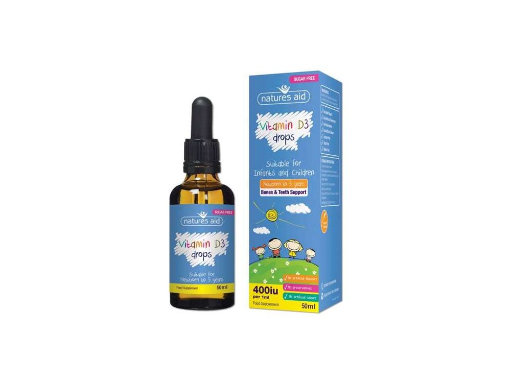 Nature's Plus Aid Vitamin D3 400IU Mini Drops, Βιταμίνη D3 για παιδιά, 50ml