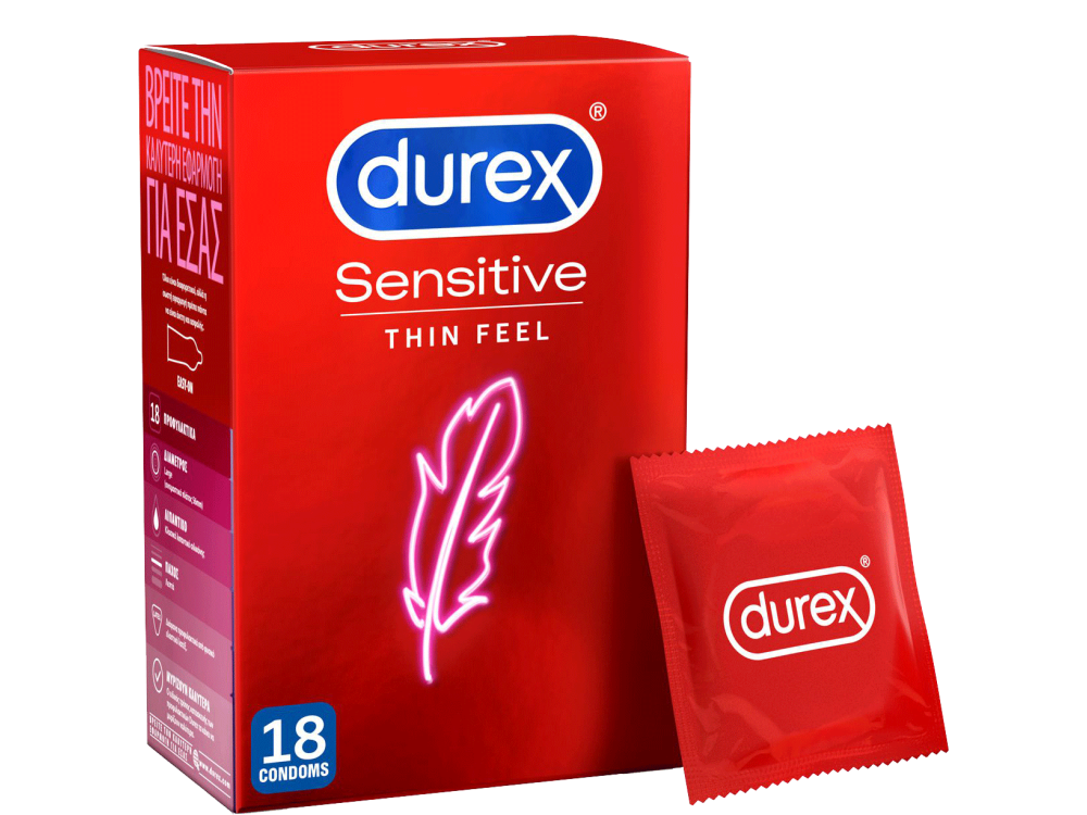 Durex Sensitive, Προφυλακτικά Πολύ Λεπτά, 18τμχ