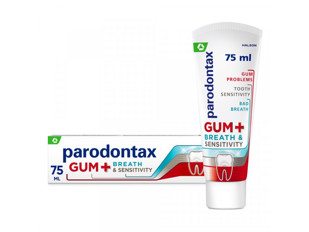 Parodontax Gum+Breath & Sensitivity Οδοντόκρεμα για Υγιή Ούλα & Δροσερή Αναπνοή, 75ml