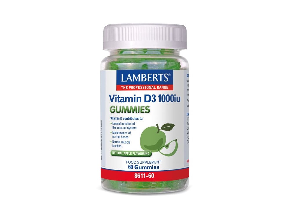 Lamberts Vitamin D3 1000iu Gummies με Φυσική Γεύση Μήλου, 60gummies