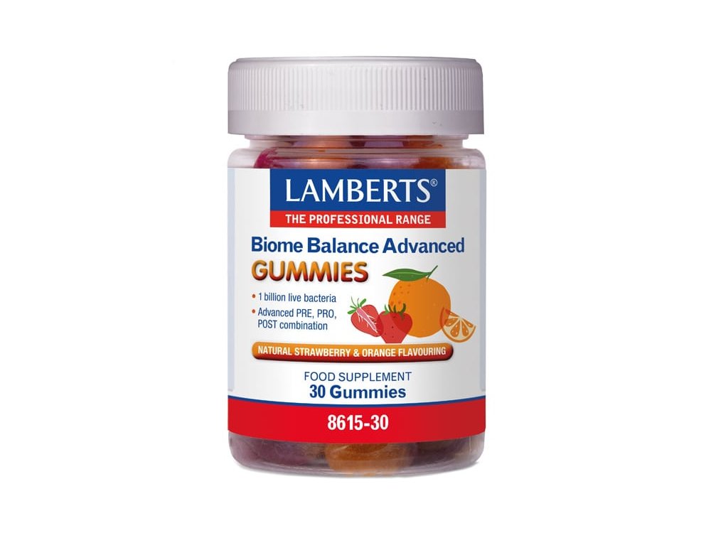 Lamberts Biome Balance Advanced, Προβιοτικά & Πρεβιοτικά με Φυσική Γεύση Πορτοκάλι & Φράουλα, 30gummies