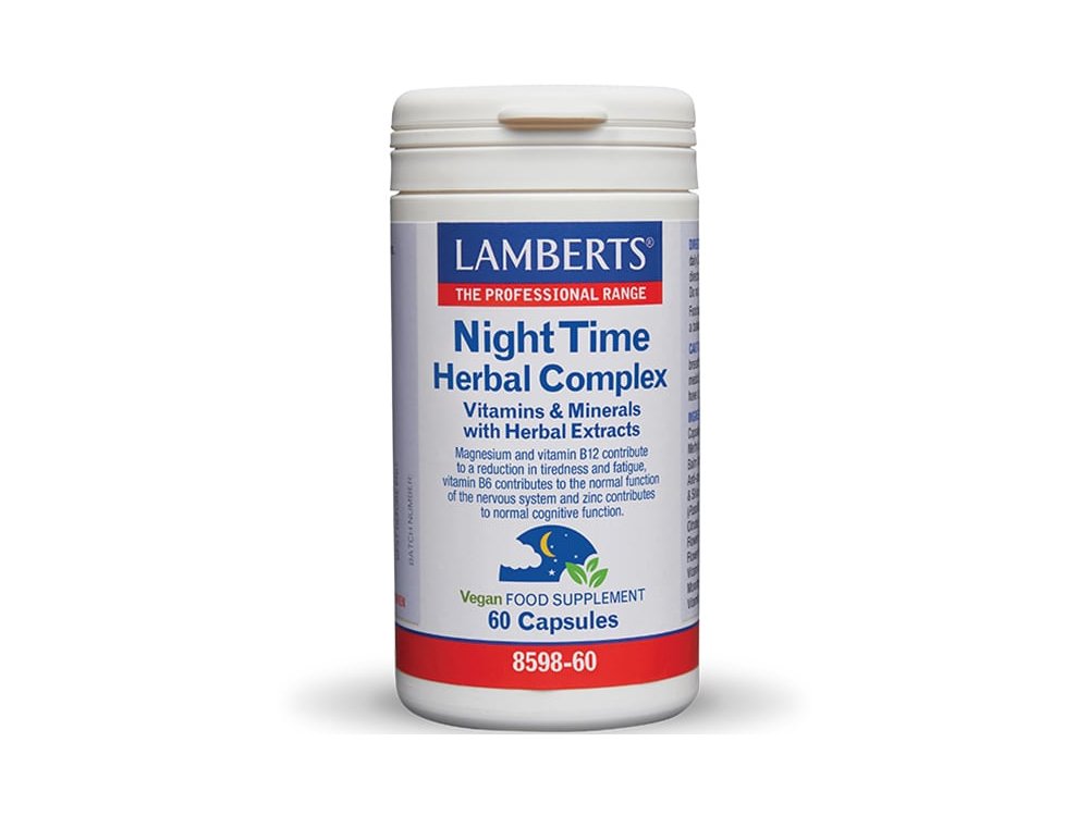 Lamberts Night Time Herbal Complex Vitamins & Minerals with Herbal Extracts, Συμπλήρωμα Διατροφής για την Βελτίωση του Ύπνου, 60veg.caps