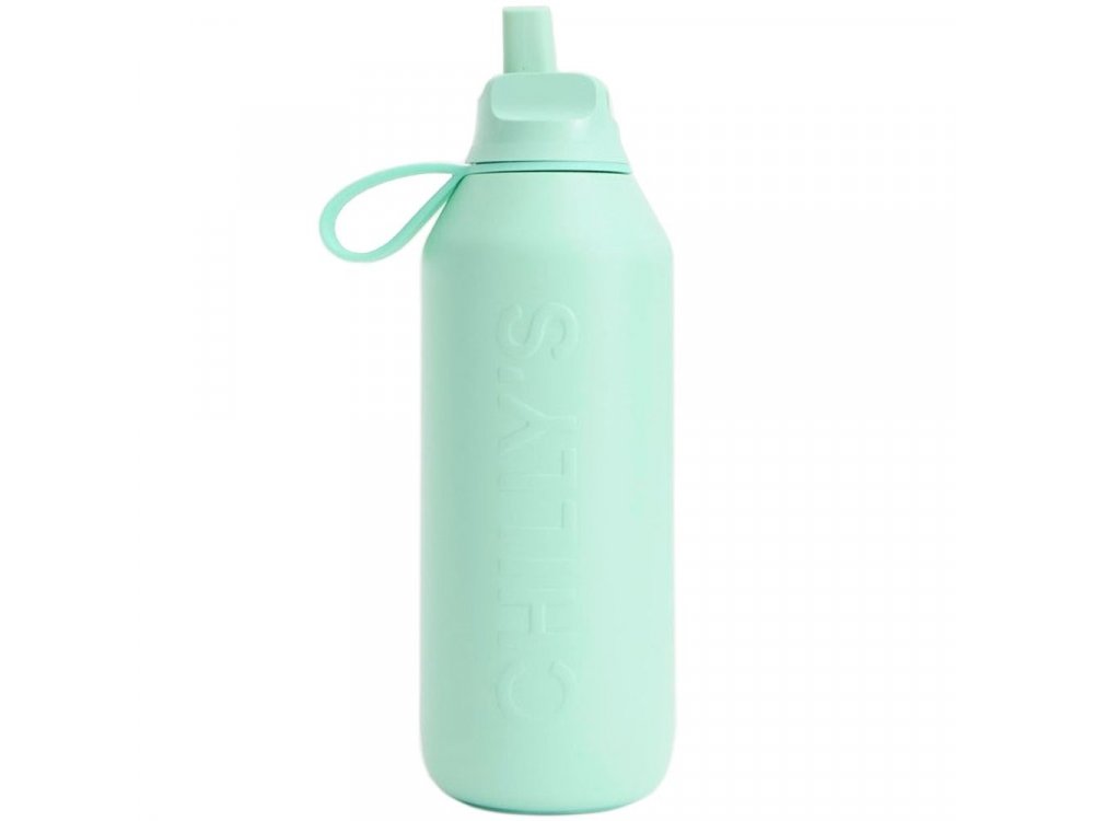 Chilly's Series 3 Flip Bottle, Μπουκάλι με Πτυσσόμενο Ανοξείδωτο Καλαμάκι, Opal Green, 500ml