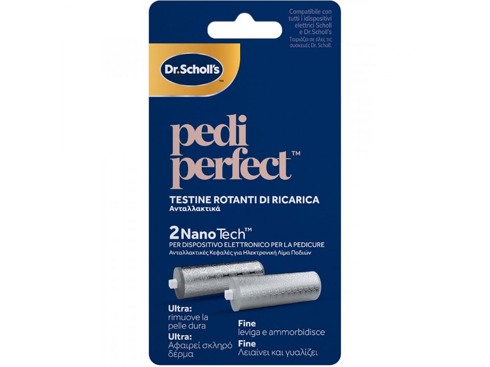 Scholl Pedi Perfect Recharge NanoTech Replacement Head, Ανταλλακτικές Κυλινδρικές Κεφαλές για Ηλεκτρονική Λίμα Ποδιών , 2τμχ
