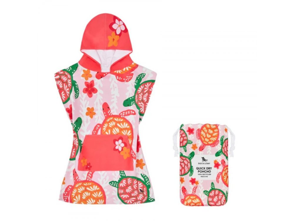 Dock & Bay Παιδικό πόντσο Quickdry Coastal Turtley Tropical , Microfiber, για 3-5 ετών