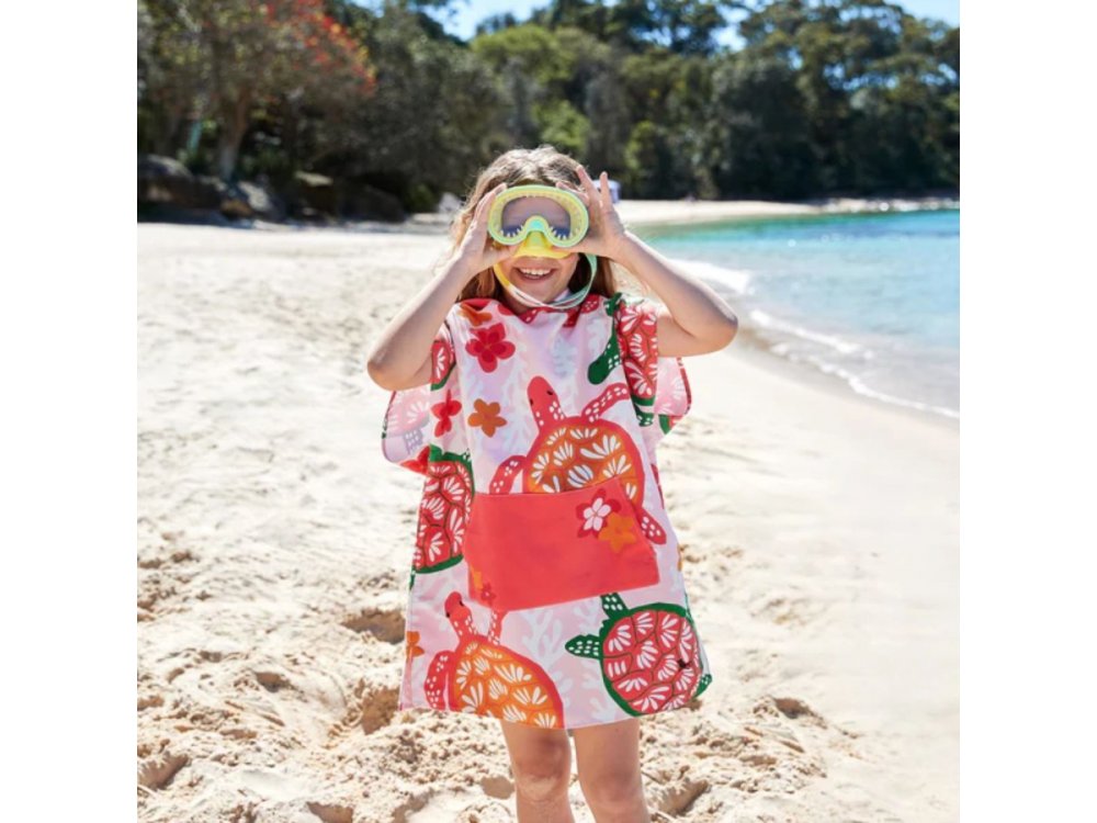 Dock & Bay Παιδικό πόντσο Quickdry Coastal Turtley Tropical , Microfiber, για 3-5 ετών