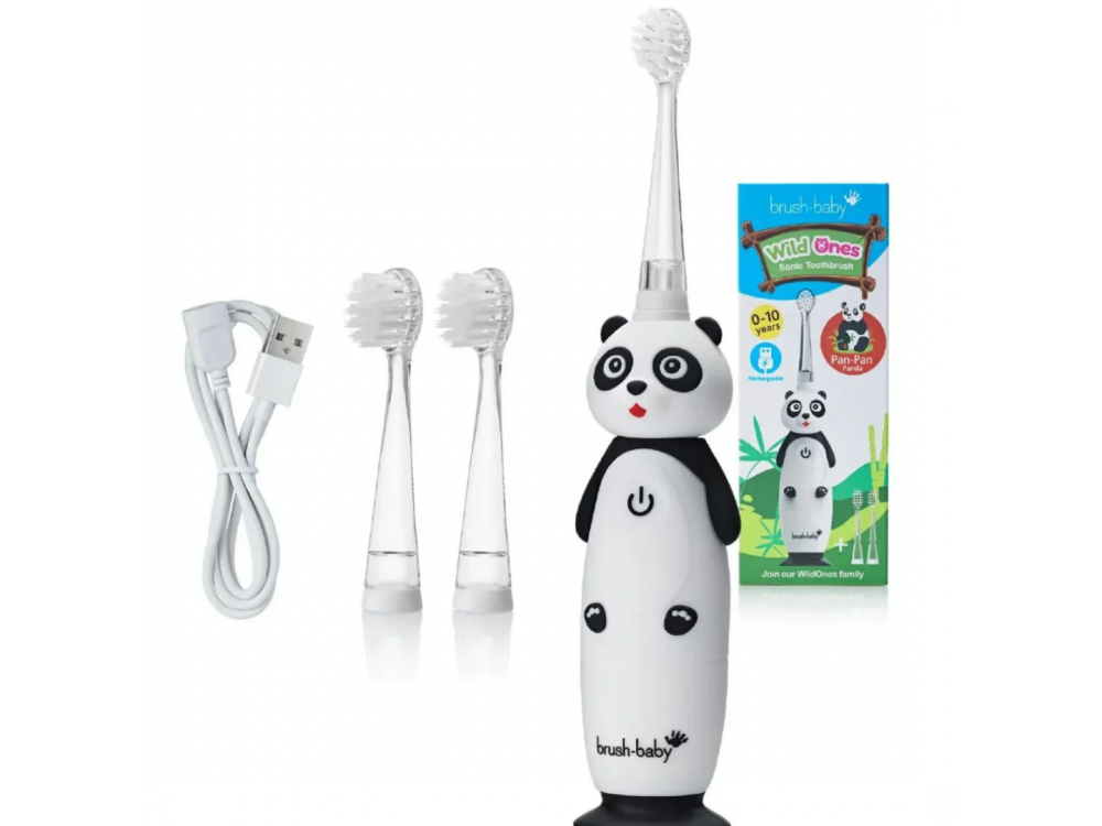 Brush-Baby WildOnes, Επαναφορτιζόμενη Ηλεκτρική Οδοντόβουρτσα Πάντα, 0-10 ετών, 1τμχ