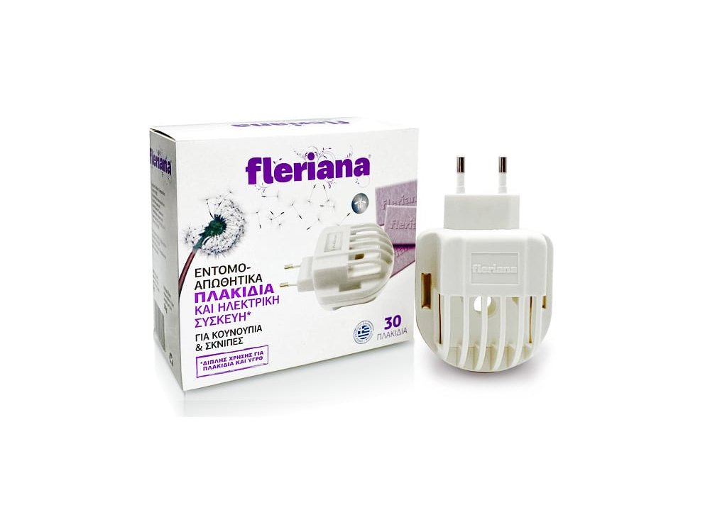 Power Health Fleriana, Εντομοαπωθητικά Πλακίδια & Ηλεκτρική Συσκευή Για Κουνούπια & Σκνίπες, 30 πλακίδια