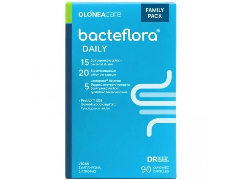 Olonea Bacteflora Daily Προβιοτικό & Πρεβιοτικό για  καθημερινή Εξισορρόπηση του εντέρου, 90caps