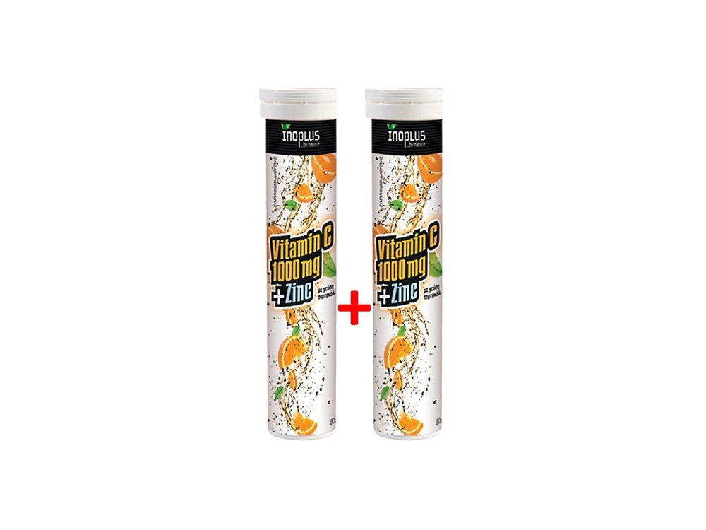Inoplus Vitamin C 1000mg & Zinc Συμπλήρωμα Διατροφής, 2 x 20 αναβράζοντα δισκία