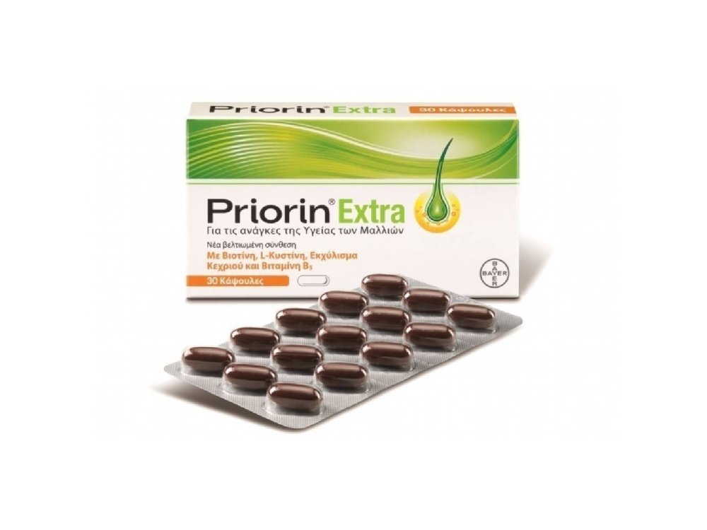 Priorin Extra, για ορατά πιο Πλούσια, Δυνατά & Λαμπερά μαλλιά μετά από 12 εβδομάδες, 30caps