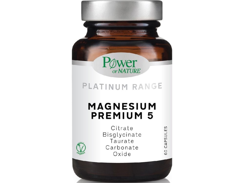 Power Health Platinum Magnesium Premium 5, Συμπλήρωμα Διατροφής για το Μυϊκό & Νευρικό Σύστημα, 60caps