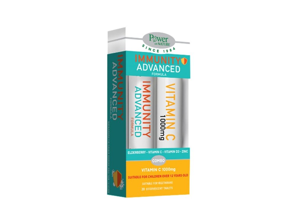Power of Nature Promo Immunity Advanced Formula, Συμπλήρωμα Διατροφής για το Ανοσοποιητικό & Βιταμίνη C 1000mg 20+20 αναβράζοντα δισκία