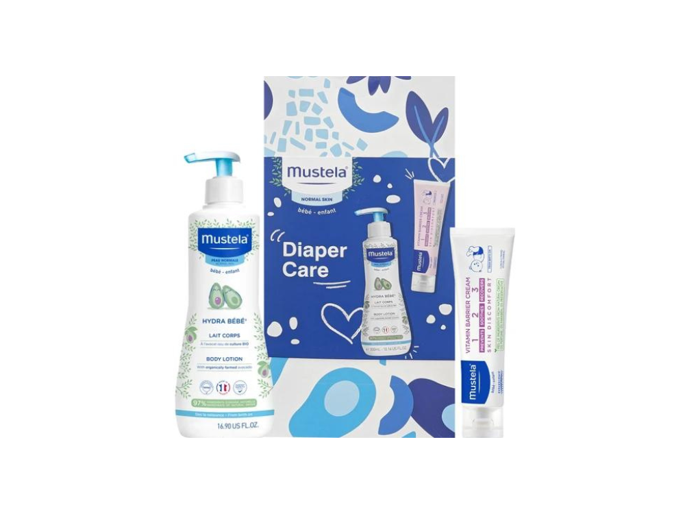 Mustela Promo Diaper Care με Hydra Bebe Body Lotion Ενυδατικό Γαλάκτωμα Σώματος, 300ml & Vitamin Barrier Cream Κρέμα Αλλαγής Πάνας, 100ml, 1σετ