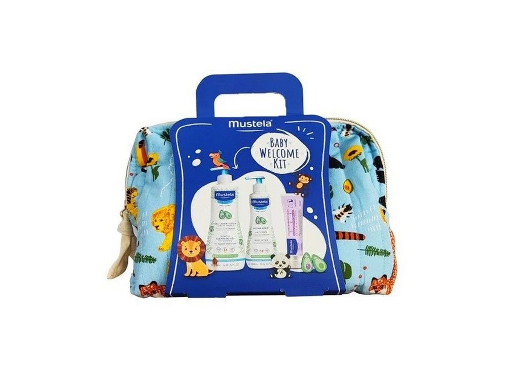 Mustela Set Baby Welcome Kit, Βρεφικό Πακέτο με Τζέλ Καθαρισμού 500ml & Γαλάκτωμα Σώματος 300ml & Κρέμα Αλλαγής Πάνας 100ml