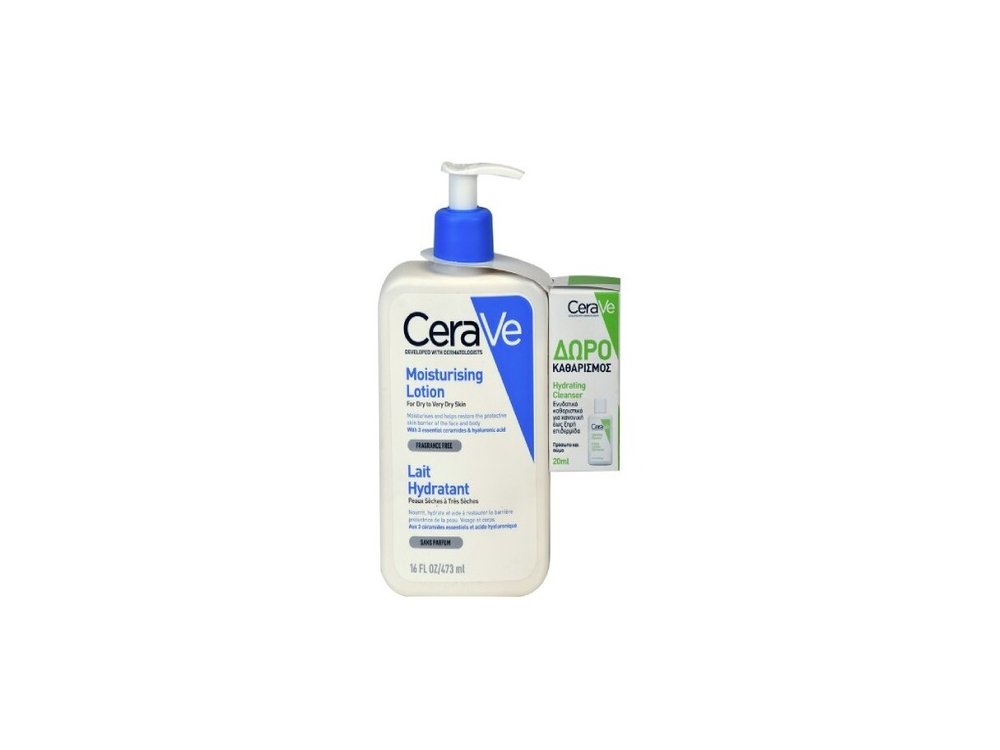 CeraVe Moisturising Lotion Ενυδατική Κρέμα Προσώπου και Σώματος 473 ml & Δώρο Hydrating Cleanser 20ml
