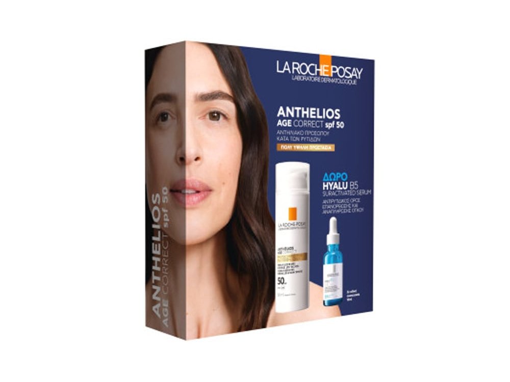 La Roche Posay Promo Anthelios Age Correct Αντηλιακή Κρέμα ενάντια της Φωτογήρανσης SPF50, 50ml & Δώρο Hyalu B5 Αντιρυτιδικός Ορός Προσώπου, 10ml, 1σετ