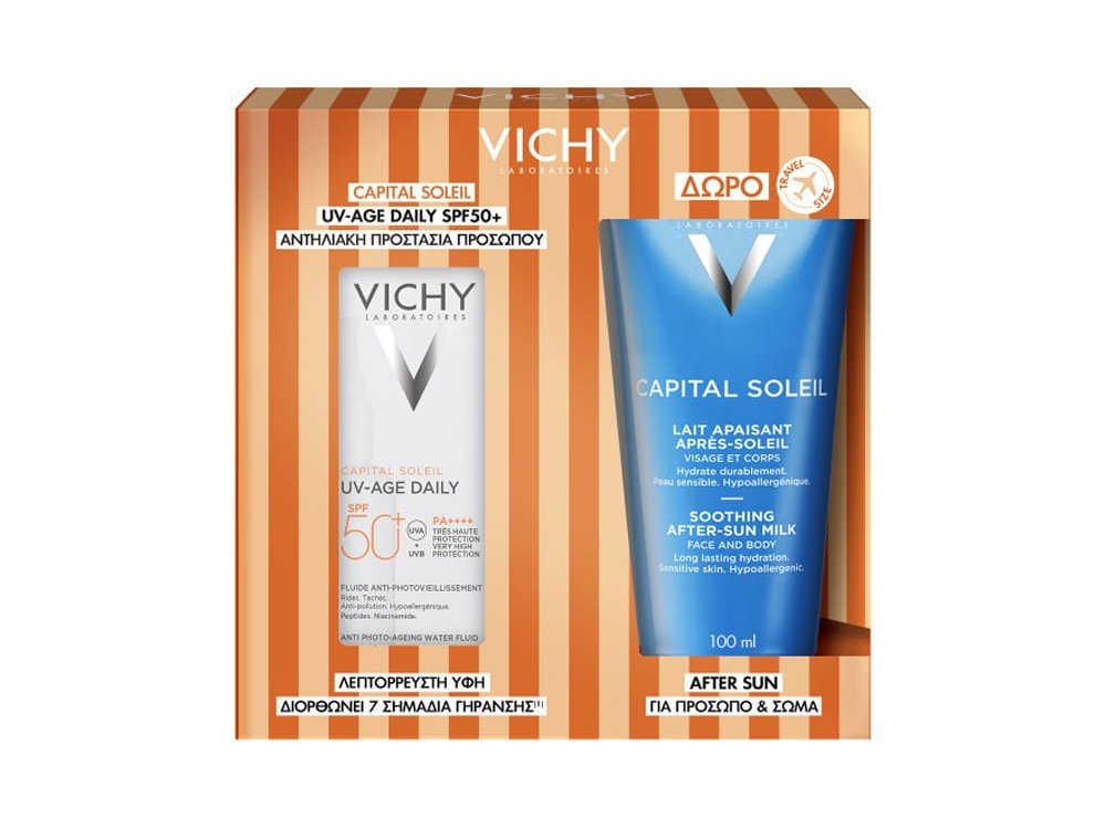 Vichy Capital Soleil Promo με UV-AGE Daily Λεπτόρρευστο Αντηλιακό Προσώπου SPF50+, 40ml & Δώρο After Sun για Πρόσωπο & Σώμα, 100ml, 1σετ