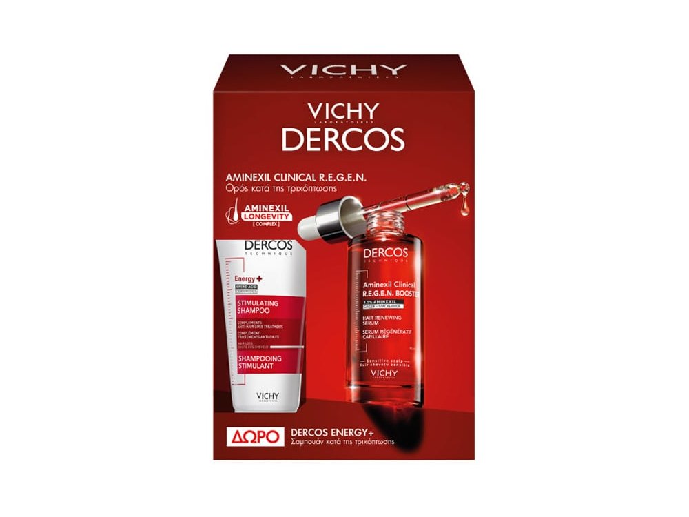 Vichy Promo Vichy Dercos Aminexil Clinical R.E.G.E.N. Booster Ορός Ενδυνάμωσης Μαλλιών, 90ml & Δώρο Dercos Shampoo Energy+ Δυναμωτικό Σαμπουάν κατά της Τριχόπτωσης, 50ml, 1σετ