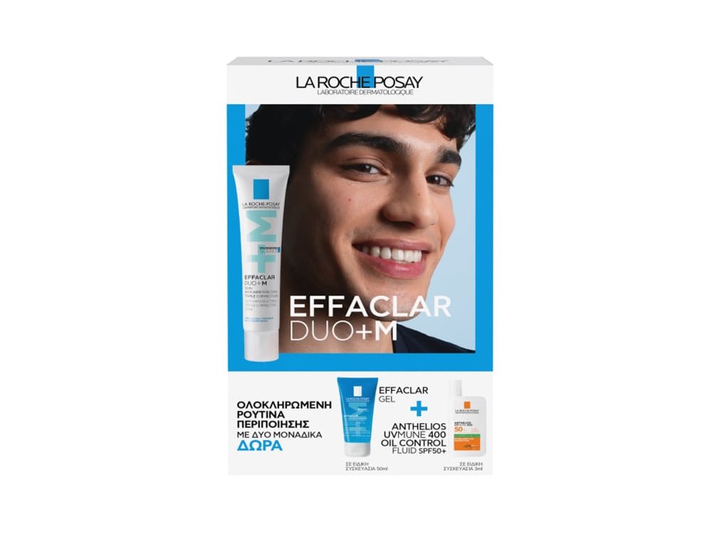 La Roche Posay Promo με Effaclar Duo+M Επανορθωτική Κρέμα κατά των Ατελειών, 40ml & Δώρο Effaclar Gel Τζελ Καθαρισμού, 50ml & Anthelios UVMUNE 400 Oil Control Fluid Αντηλιακό Προσώπου για Λιπαρές Επιδερμίδες SPF50+, 3ml, 1σετ