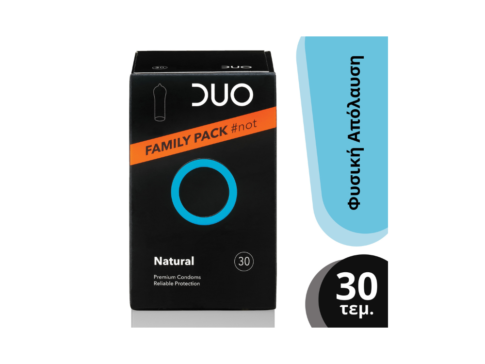 Duo Natural Family Pack, Προφυλακτικά Κανονικά & Διαχρονικά για Φυσική Απόλαυση Οικογενειακή Συσκευασία, 30τμχ