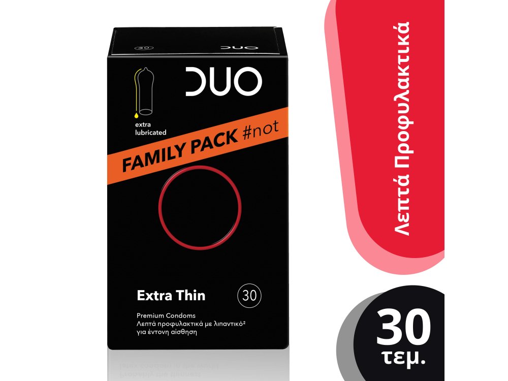 Duo Extra Thin Family Pack, Οικογενειακή Συσκευασία πολύ λεπτά Προφυλακτικά, 30 τμχ