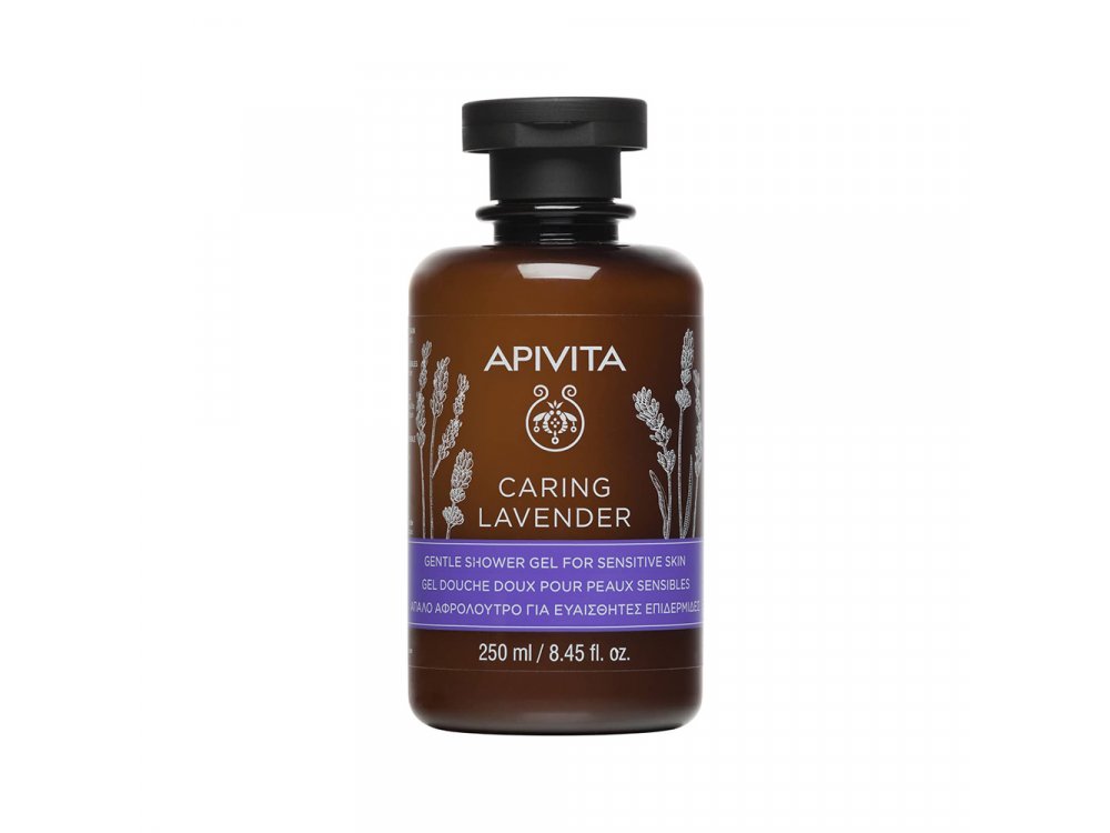 Apivita Caring Lavender, Αφρόλουτρο με βιολογική ελληνική λεβάντα για ευαίσθητες επιδερμίδες, 250ml
