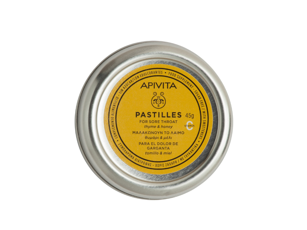 Apivita Pastilles Παστίλιες με Θυμάρι & Μέλι για τον Πονόλαιμο & τον Βήχα, 45g
