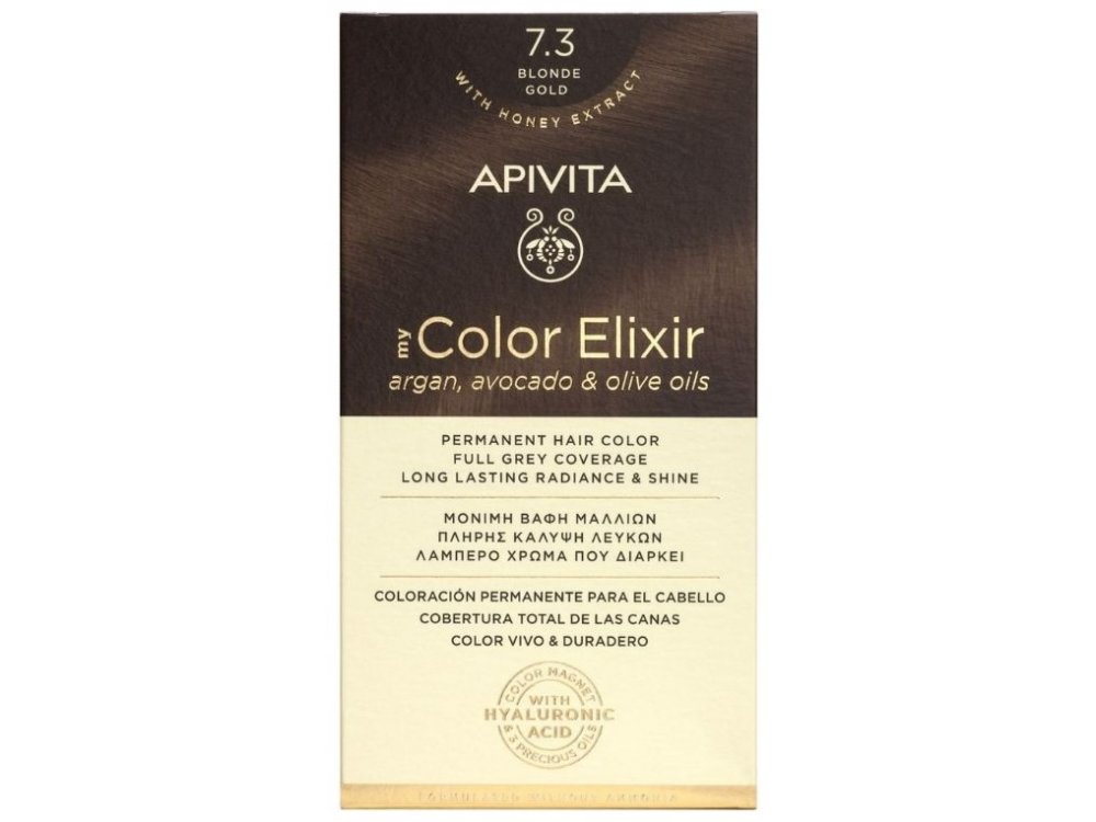 Apivita My Color Elixir Νο 7.3 Βαφή Μαλλιών Ξανθό Χρυσό με Έλαια Άργκαν, Αβοκάντο & Ελιάς, 1τεμ