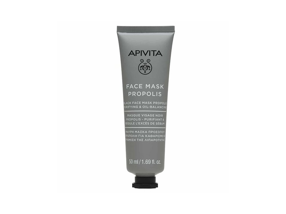 Apivita Face Mask Propolis, Μαύρη Μάσκα Προσώπου με Πρόπολη για Καθαρισμό & Ρύθμιση της Λιπαρότητας, 50ml