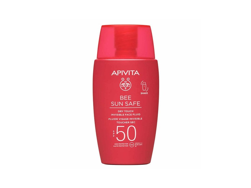Apivita Bee Sun Safe Dry Touch Invisible Face Fluid SPF50, Λεπτόρευστη Αντηλιακή Κρέμα Προσώπου με Θαλάσια Φύκη & Πρόπολη, 50ml