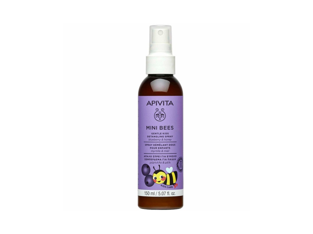 Apivita Mini Bees Gentle Kids Detangling Spray Παιδικό Σπρέι για Εύκολο Ξεμπέρδεμα Μαλλιών με Μύρτιλλο & Μέλι, 150ml