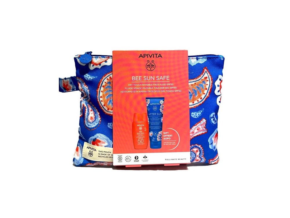 Apivita Promo Bee Sun Safe Dry Touch Invisible Face Fluid Αντηλιακό με SPF50, 50ml & After Sun Δροσιστική & Καταπραϋντική Κρέμα-Gel για Πρόσωπο & Σώμα, 100ml