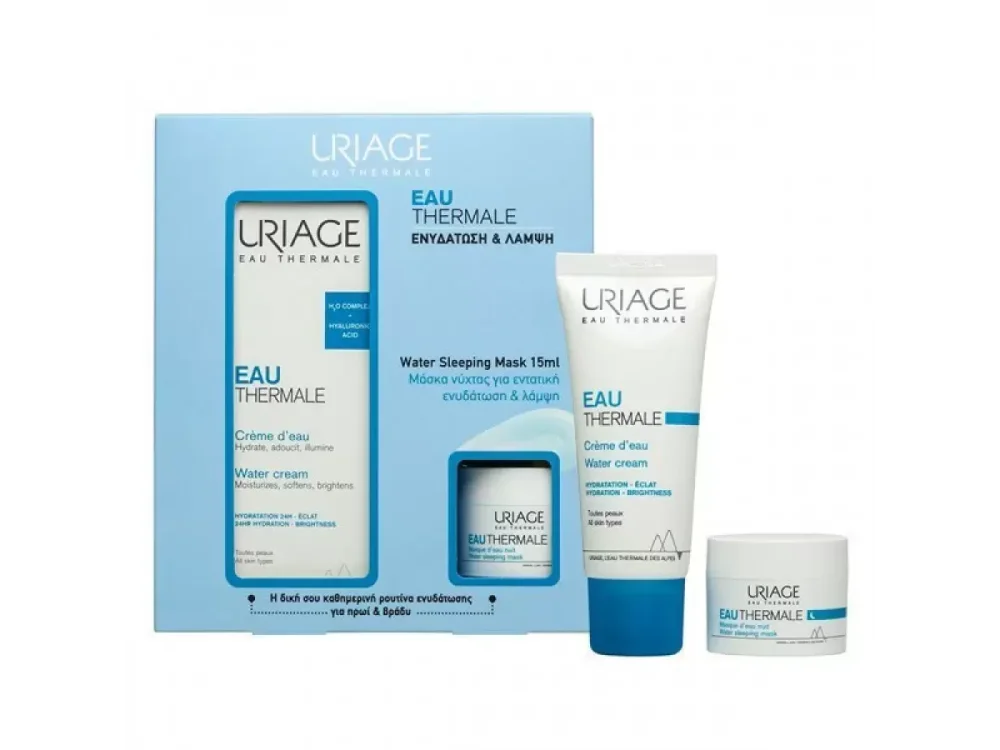 Uriage Eau Thermale Promo Water Cream Ενυδατική Κρέμα Προσώπου Ελαφριάς Υφής, 40ml & Δώρο Water Sleeping Mask Μάσκα Νυκτός για Εντατική Ενυδάτωση, 15ml, 1σετ