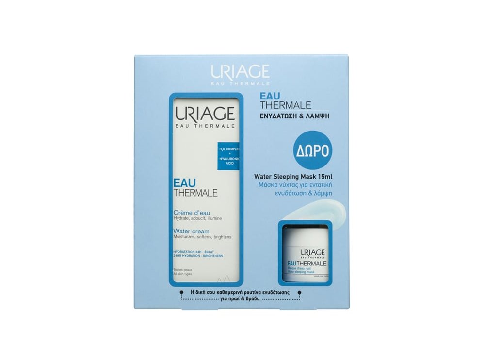 Uriage Eau Thermale Promo Water Cream Ενυδατική Κρέμα Προσώπου Ελαφριάς Υφής, 40ml & Δώρο Water Sleeping Mask Μάσκα Νυκτός για Εντατική Ενυδάτωση, 15ml, 1σετ