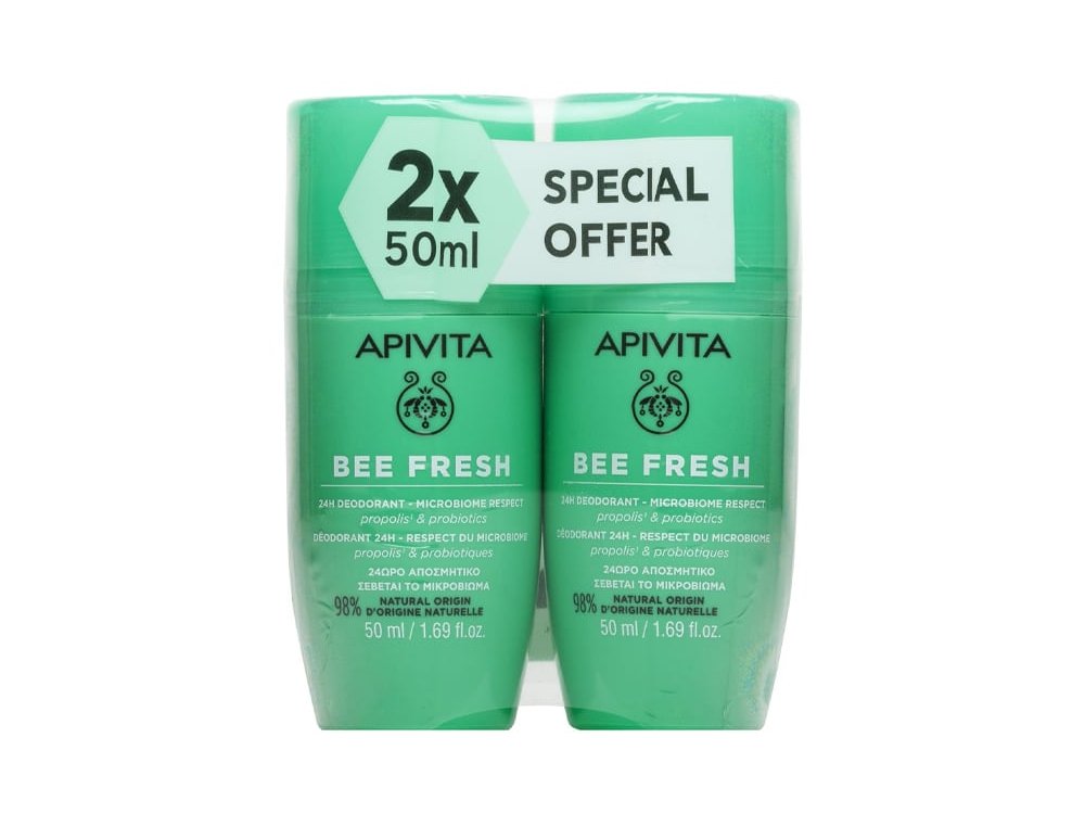 Apivita Promo Bee Fresh, Αποσμητικό Roll On 24H Δράσης, 2x50ml