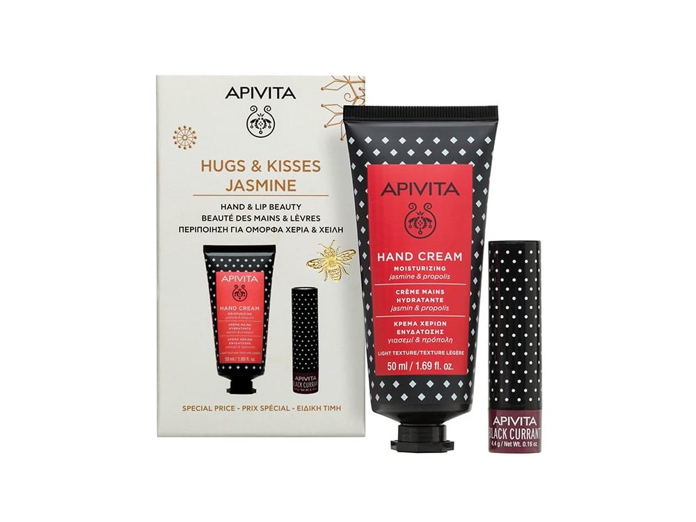Apivita Promo Hugs & Kisses Jasmin Κρέμα Χεριών Ενυδάτωσης, 50ml & Balm Χειλιών με Φραγκοστάφυλο, 4.4g, 1σετ