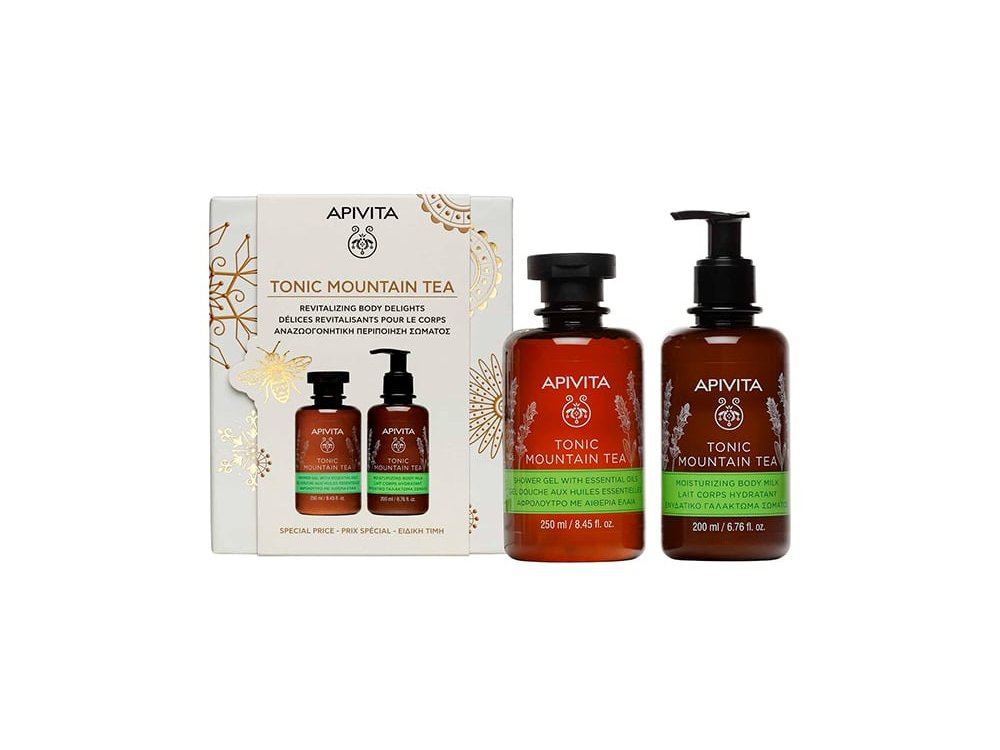 Apivita Promo, Ειδική Τιμή Tonic Mountain Tea Αφρόλουτρο, 250ml & Γαλάκτωμα Σώματος, 200ml, 1σετ