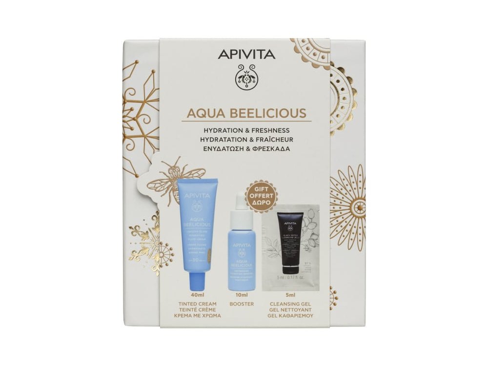 Apivita Aqua Beelicious Promo με Aqua Beelicious Λεπτόρρευστη Kρέμα Ενυδάτωσης με Χρώμα SPF30, 40ml & Δώρο Booster Αναζωογόνησης & Ενυδάτωσης, 10ml & Gel Καθαρισμού για Πρόσωπου & Μάτια, 5ml, 1σετ