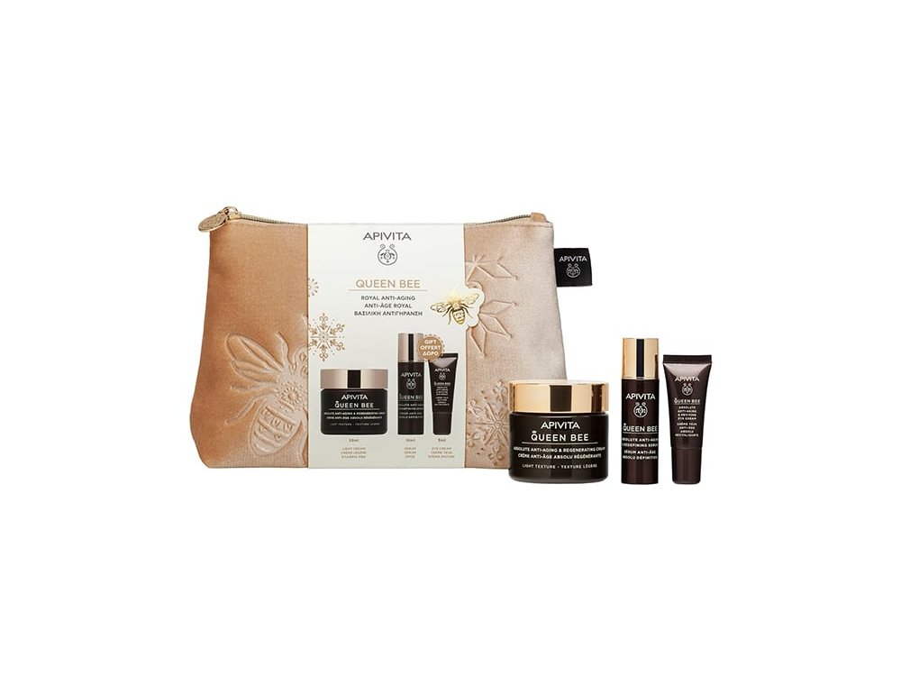 Apivita Promo Queen Bee Routine Κρέμα Αντιγήρανσης & Αναγέννησης, 50ml, Ορός Αντιγήρανσης & Αναγέννησης, 10ml & Δώρο Κρέμα Ματιών Αντιγήρανσης & Αναζωογόνησης, 5ml, 1σετ