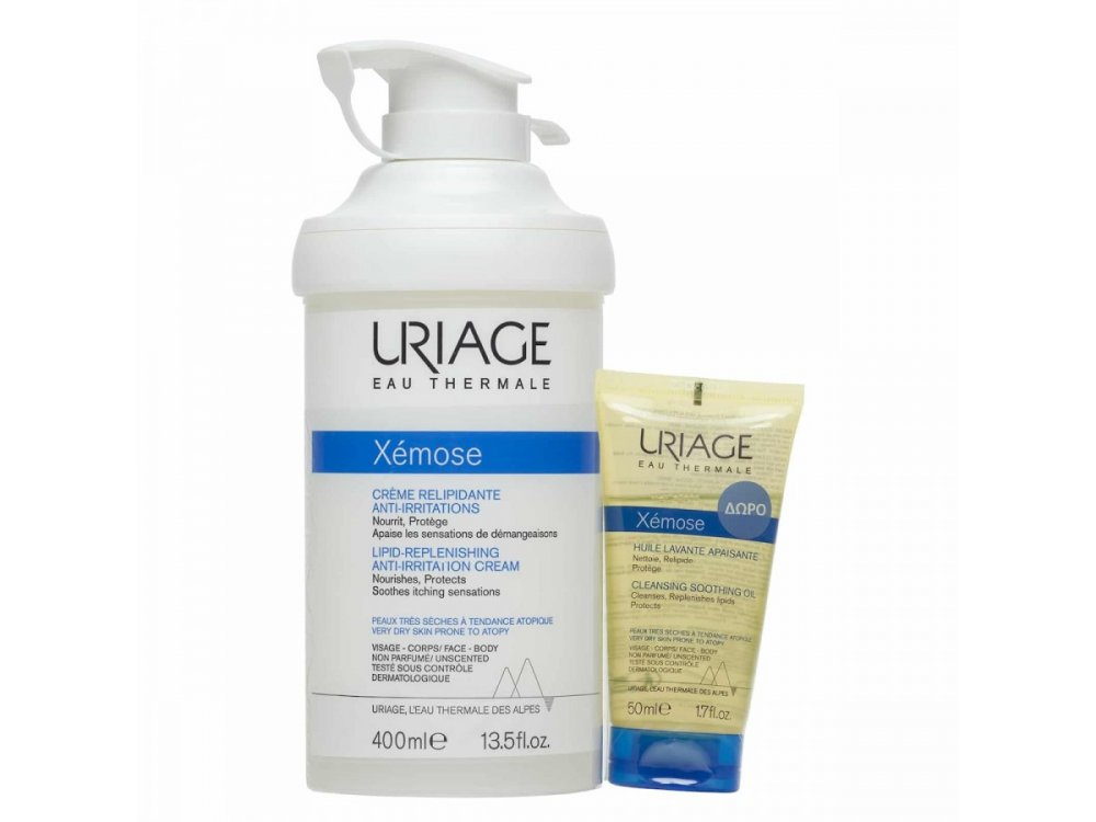Uriage Promo για Ξηρές & Ερεθισμένες Επιδερμίδες με Xemose Anti-Irritation Cream, Κρέμα κατά του Κνησμού, 400ml & Δώρο Cleansing Soothing Oil Έλαιο Καθαρισμού, 50ml, 1σετ