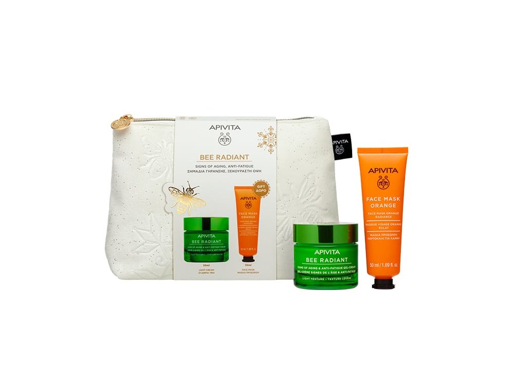 Apivita Promo Bee Radiant Routine Κρέμα για Σημάδια Γήρανσης & Ξεκούραστη Όψη Ελαφριάς Υφής, 50ml & Δώρο Μάσκα Προσώπου για Λάμψη, 50ml, 1σετ
