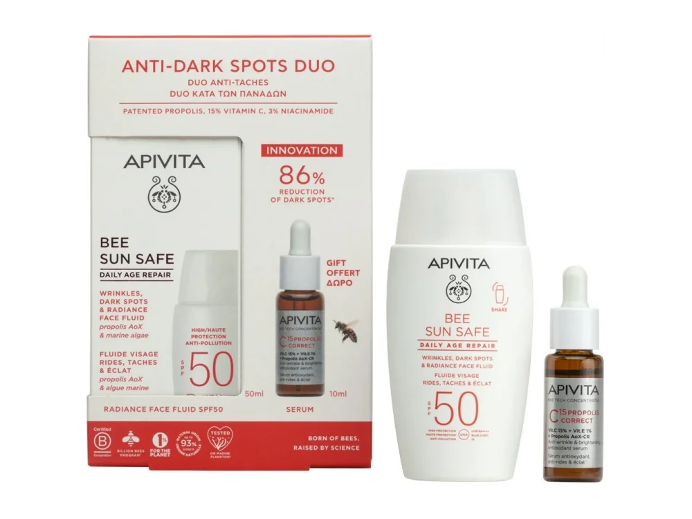 Apivita Promo Bee Sun Safe Daily Age Repair Spf50, 50ml & Δώρο Bee Tech Concentrates C15 Propolis Correct Serum, 10ml