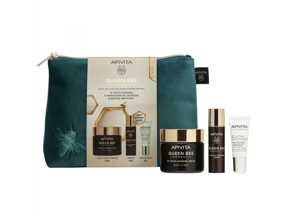 Apivita Promo Queen Bee Longevity Ελαφριάς Υφής, 50ml & Queen Bee Longevity Ορός Προσώπου, 10ml & 5 Action Eye Serum, 5ml