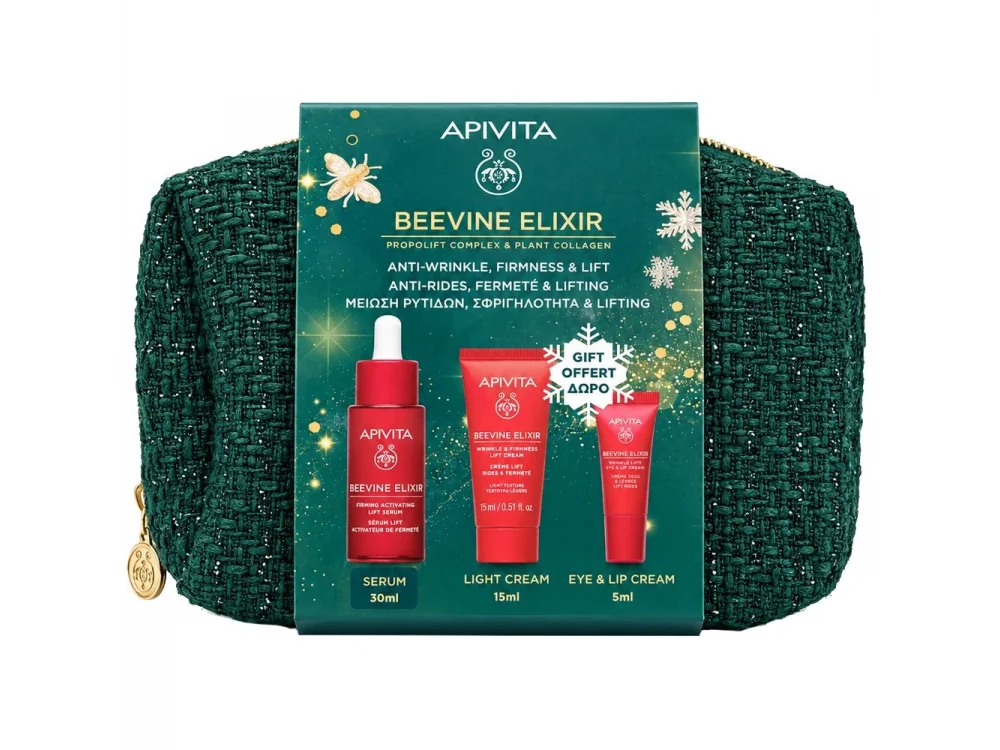 Apivita Promo Beevine Elixir με Firming Activating Lift Serum Ενεργοποίησης για Σύσφιξη & Lifting, 30ml & Δώρο Beevine Elixir Αντιρυτιδική Κρέμα Ελαφριάς Υφής, 15ml & Beevine Elixir Αντιρυτιδική Κρέμα Ματιών & Χειλιών, 5ml & Δώρο Νεσεσέρ, 1τμχ, 1σετ