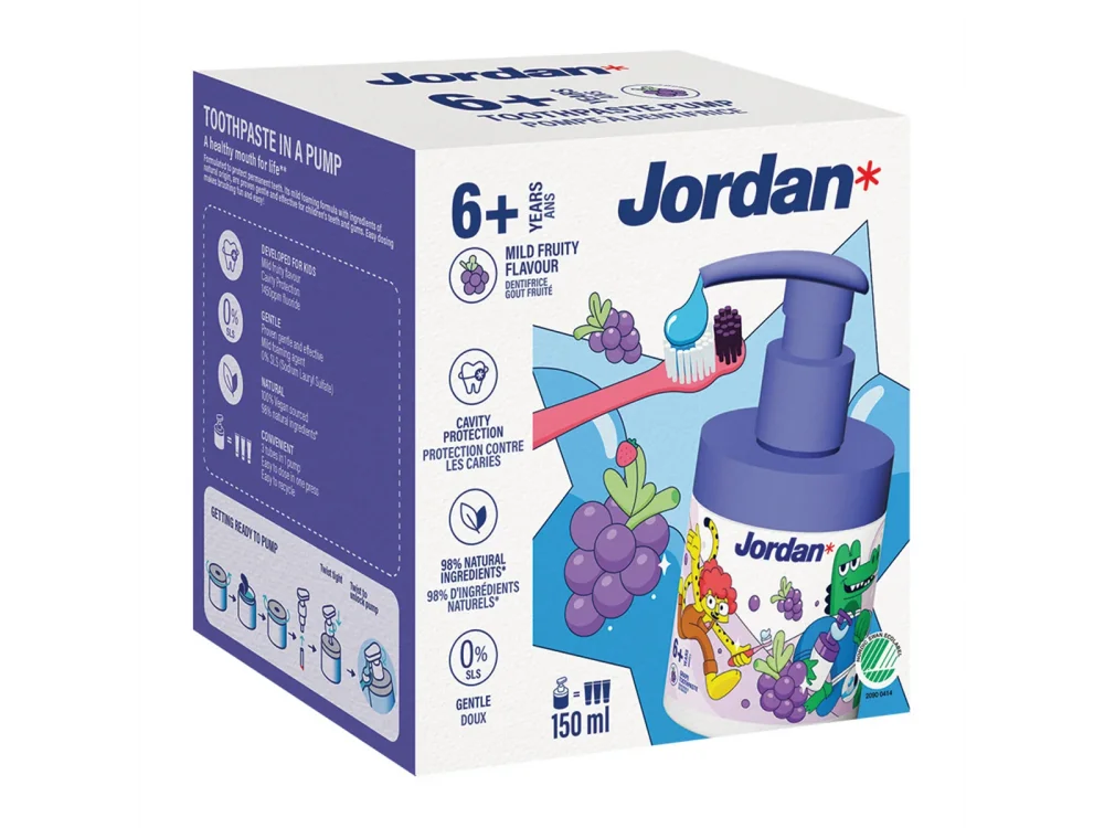 Jordan Junior 6+ Toothpaste Pump - Παιδική Οδοντόκρεμα Σε Αντλία 6+ Ετών, 150ml