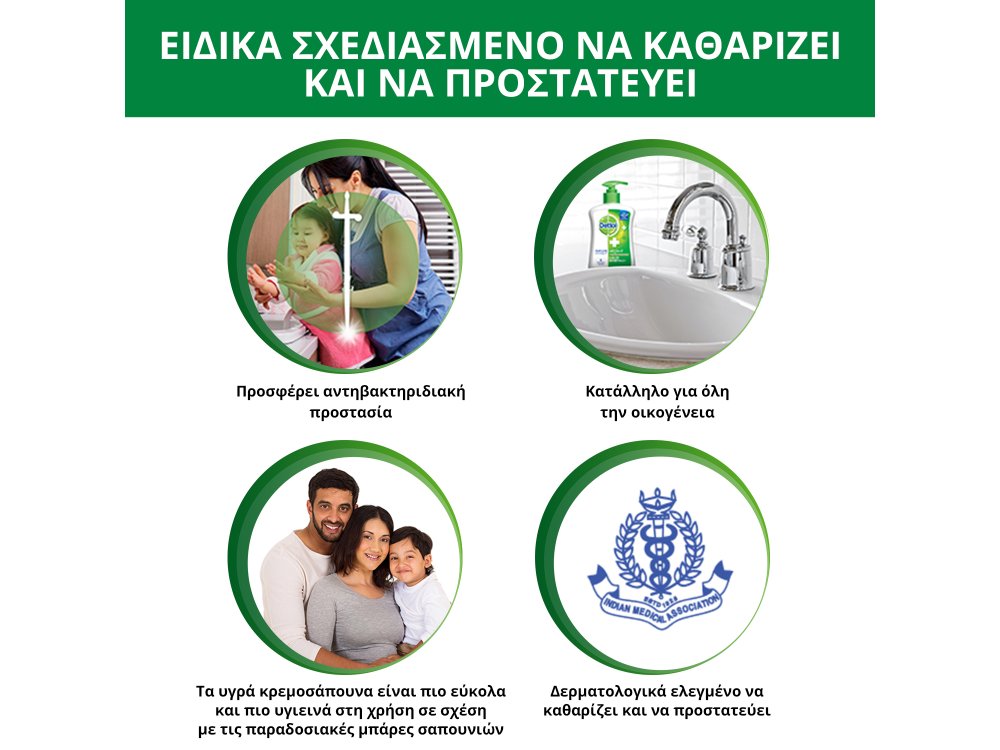 Dettol Dettol Soft on Skin Hard on Dirt, Αντιβακτηριδιακό Υγρό Κρεμοσάπουνο για Ευαίσθητες Επιδερμίδες, 250ml